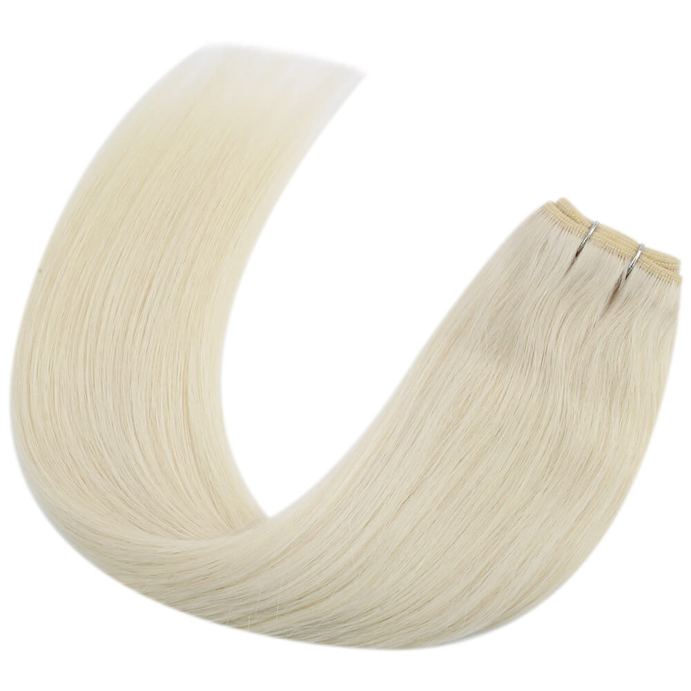 white blonde human hair weft
