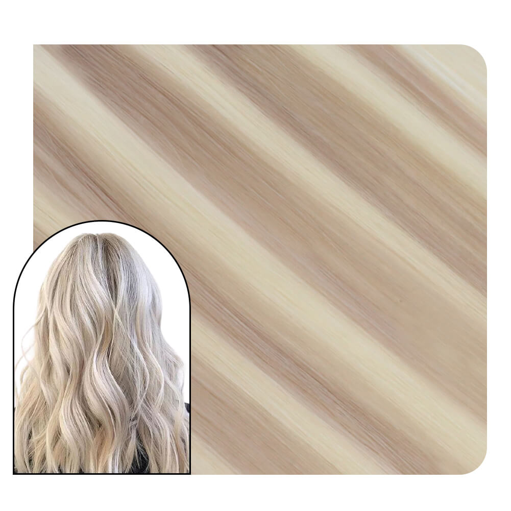 injected tape in hair extensions highlight blonde