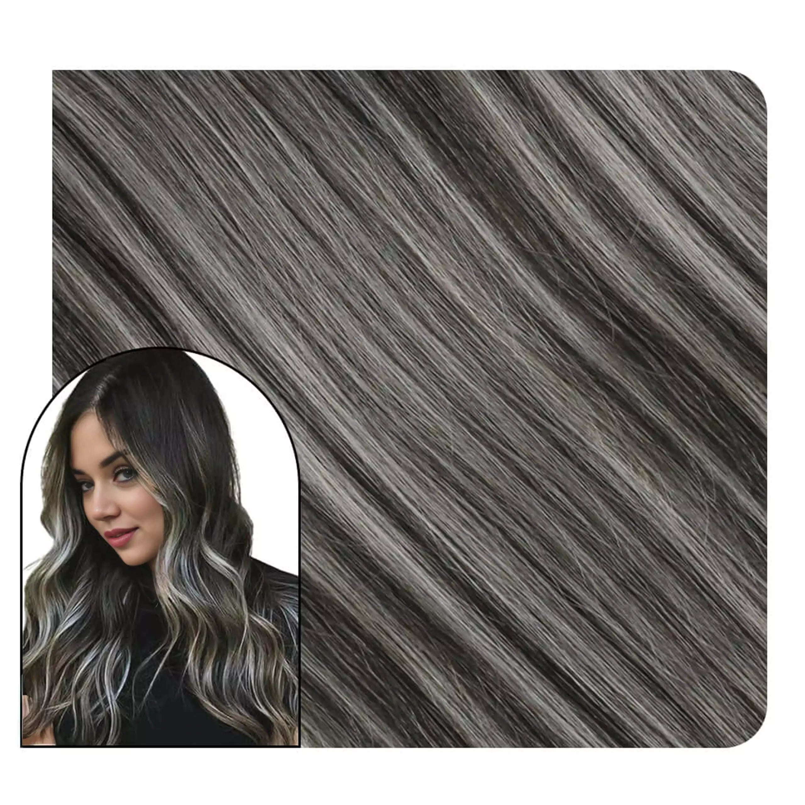 tape in extensions black with grey