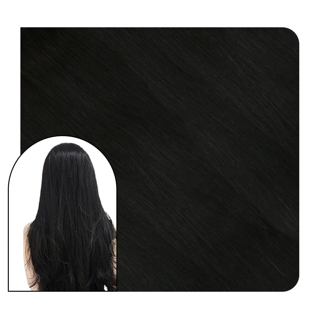 00% Virgin Human Hair Tape in Extensions Jet Black