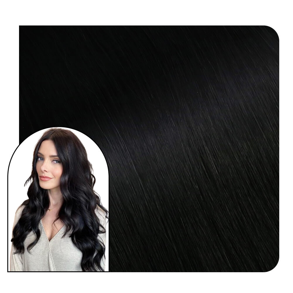 Full Cuticle Virgin Hand-tied Real Human Hair Weft Jet Black