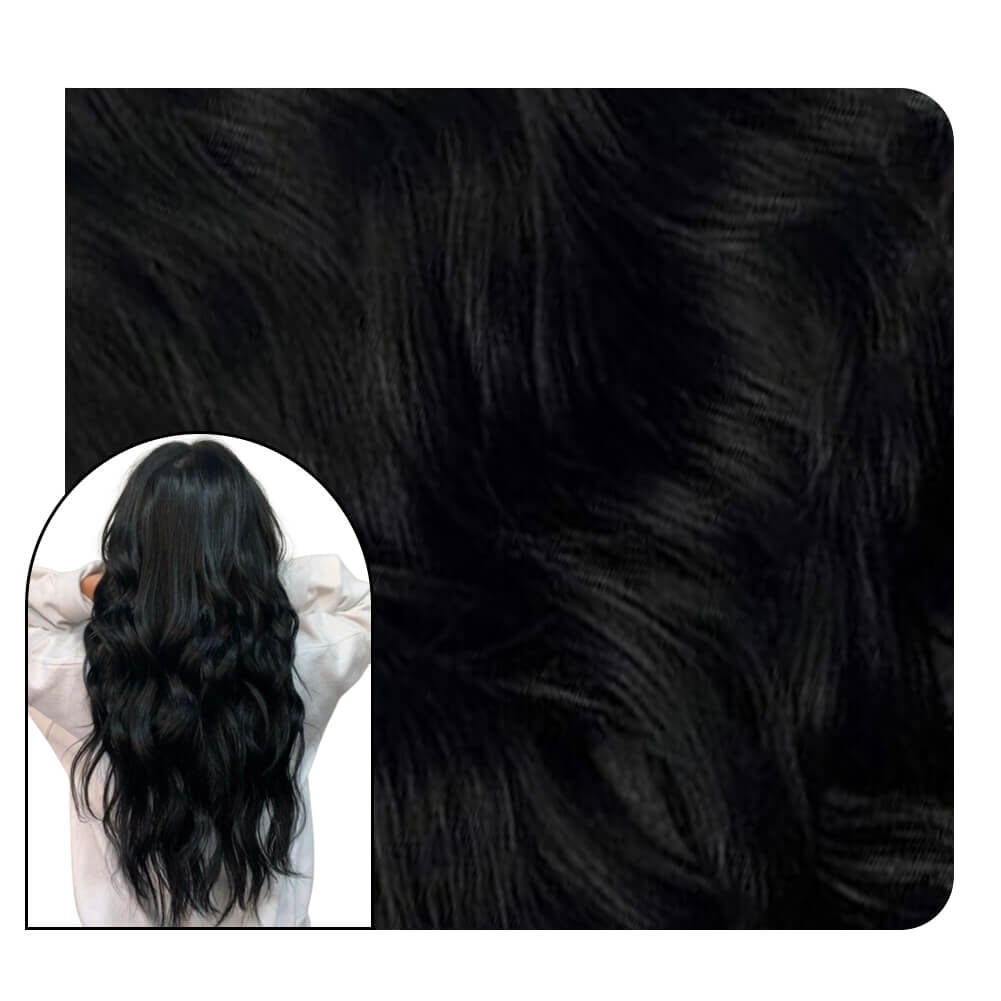 Wave Invisible Injection Tape in Extensions Jet Black