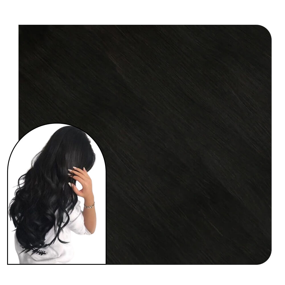 Virgin Hair Human Hair Tape in Extensions Natural Black Pure  display picture 3
