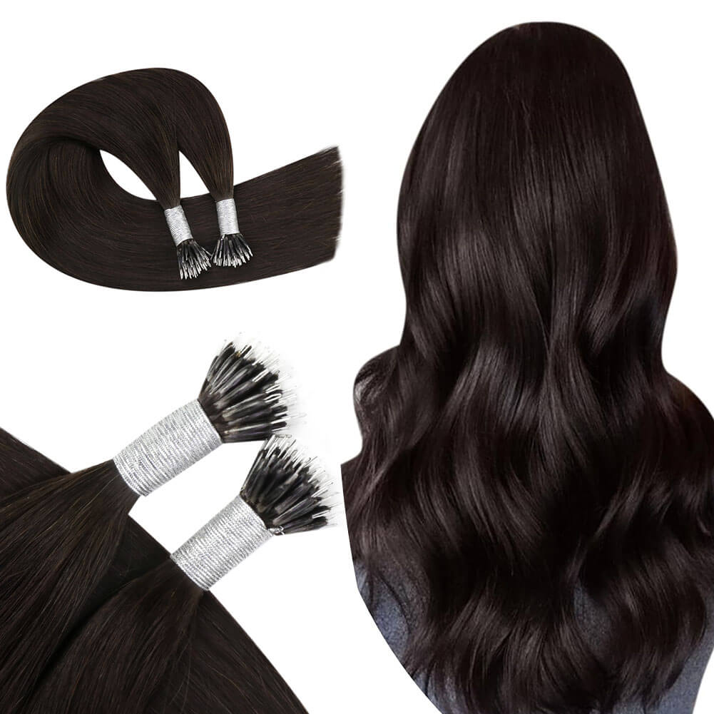 Nano Ring Dark Brown Human Hair Extensions