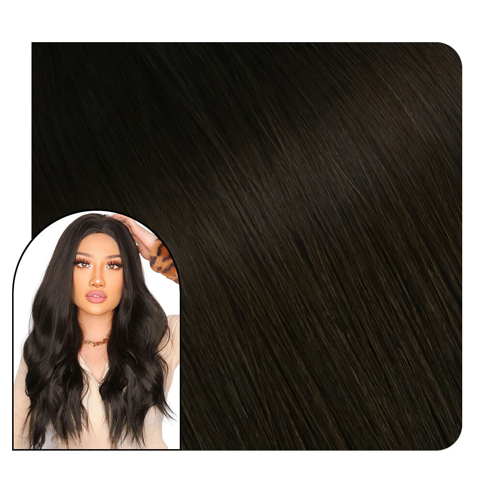 Full Cuticle Virgin Hand-tied Real Human Hair Weft Darkest Brown