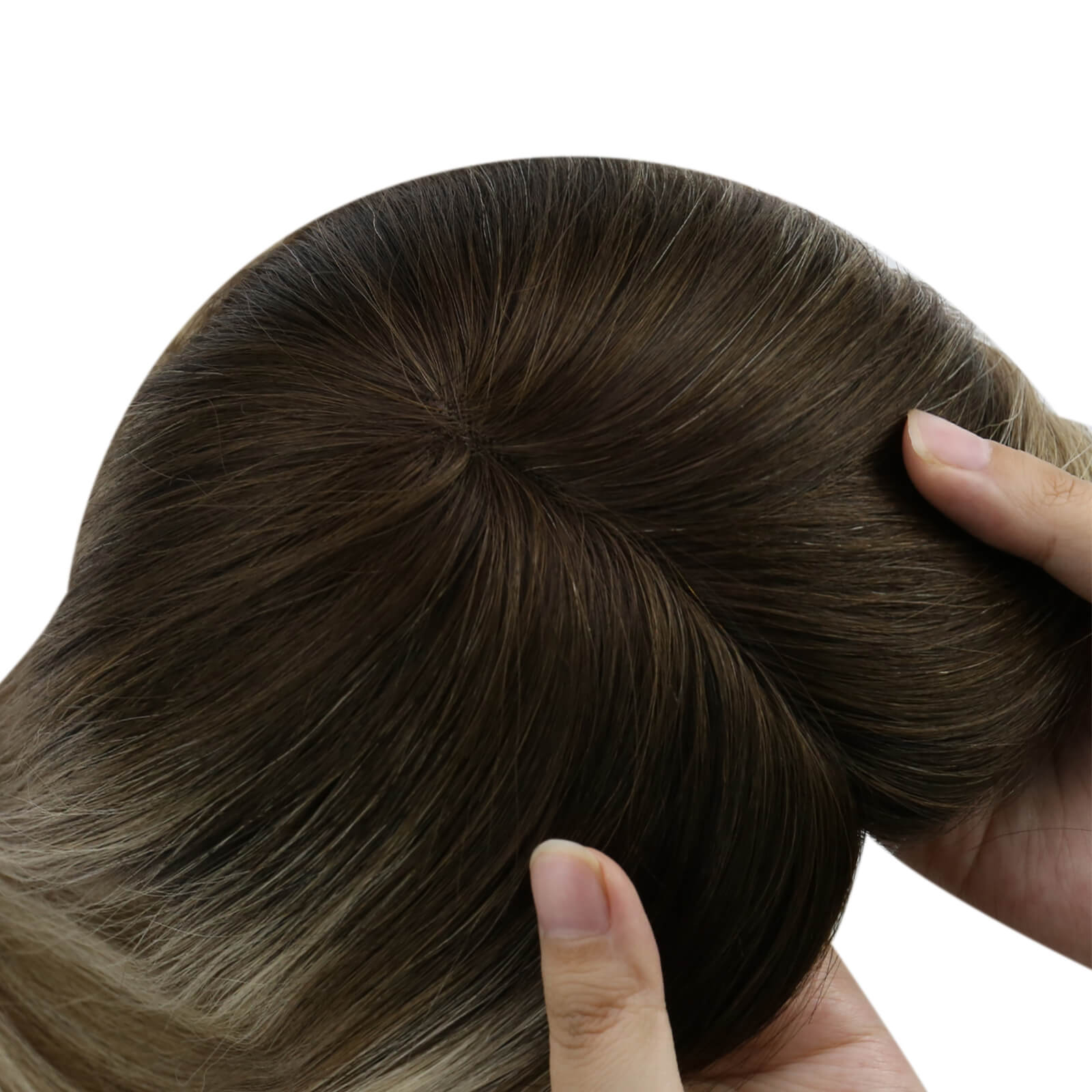 100% human hair topper high quality mono base for thin hair