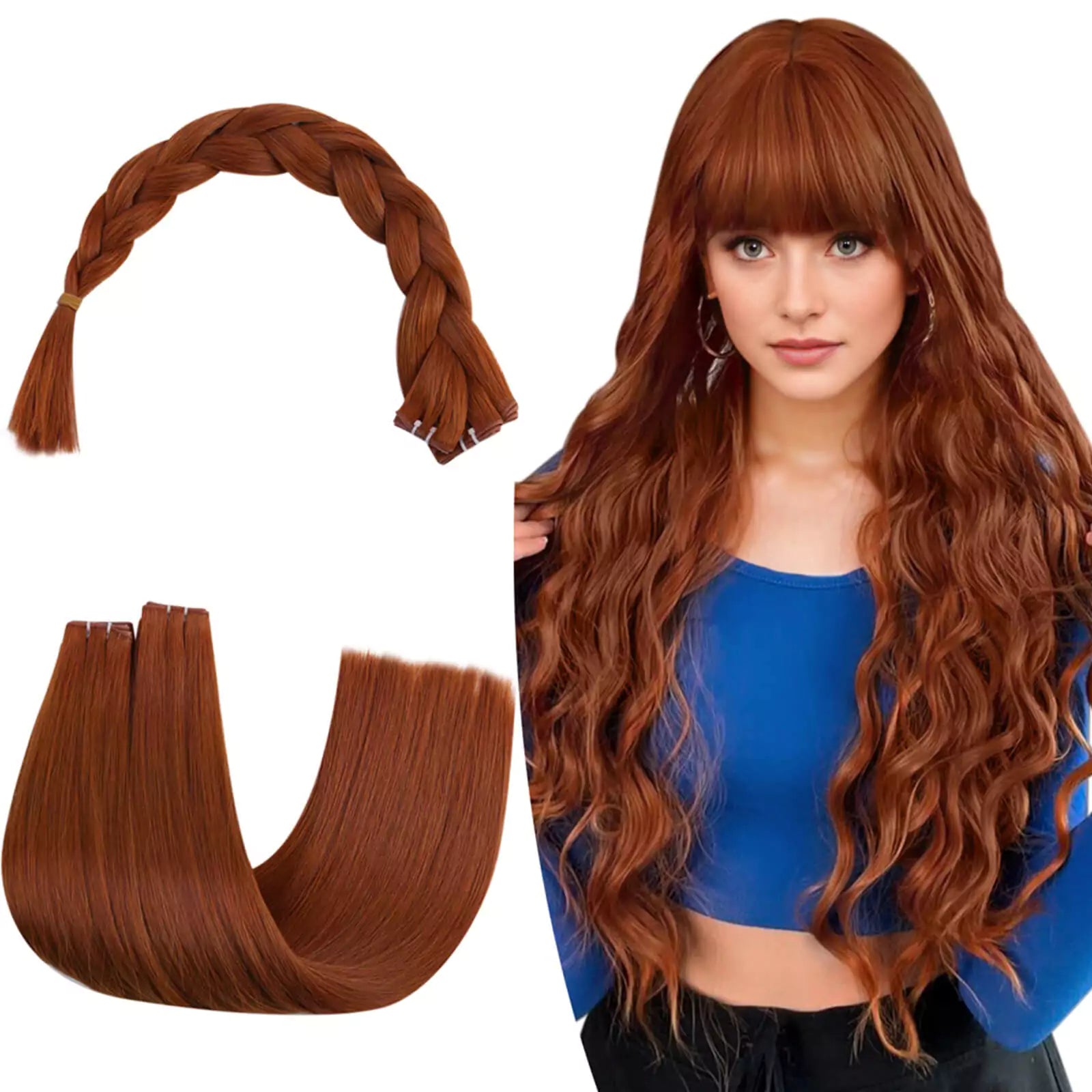 copper color genius weft hair extensions for salon