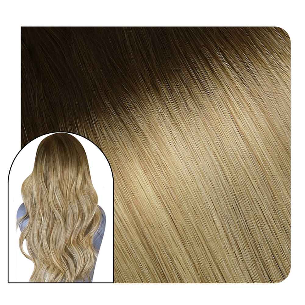[Virgin+] Full Cuticle Virgin Hand-tied Hair Real Human Hair Weft Balayage #3/8/22