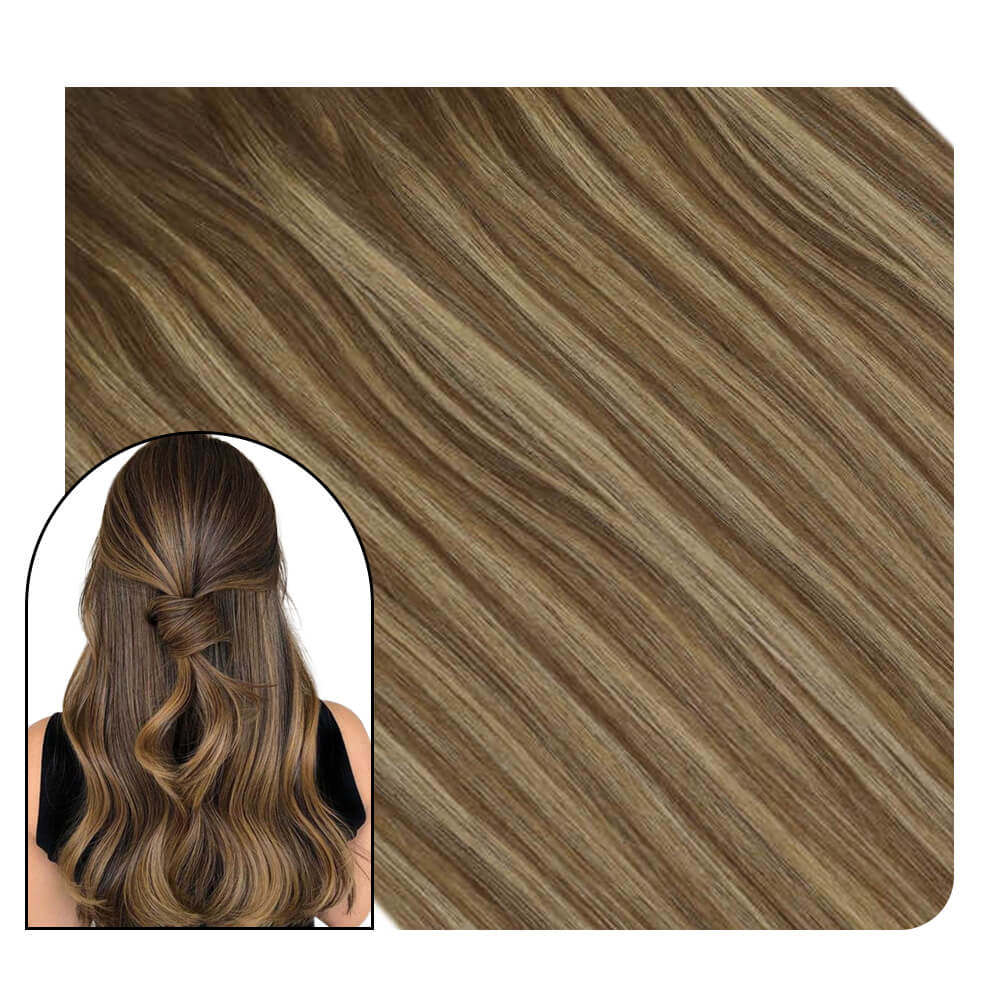 Brown Balayage Tape in Real Human Virgin Hair Extensions