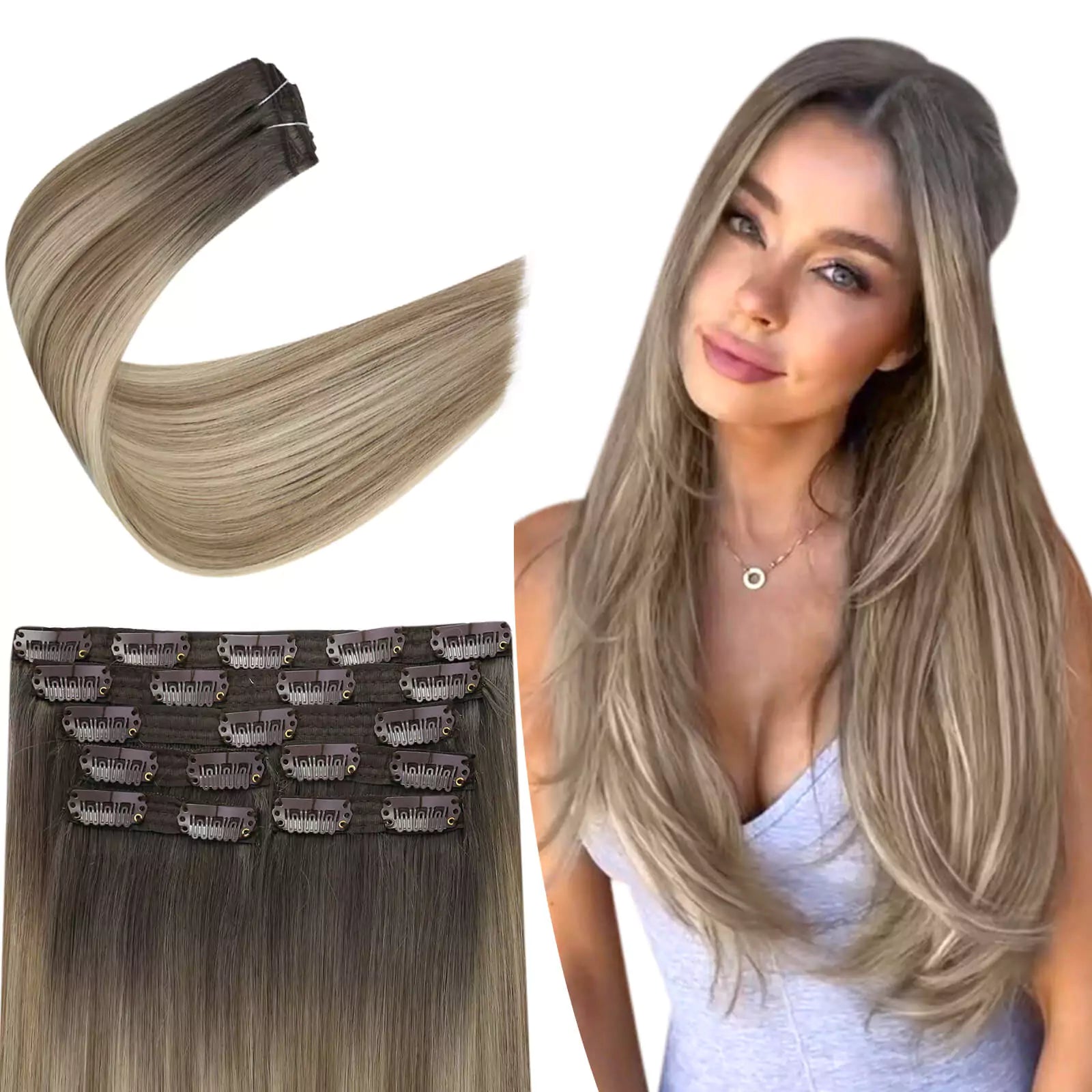real human hair extensions clip in