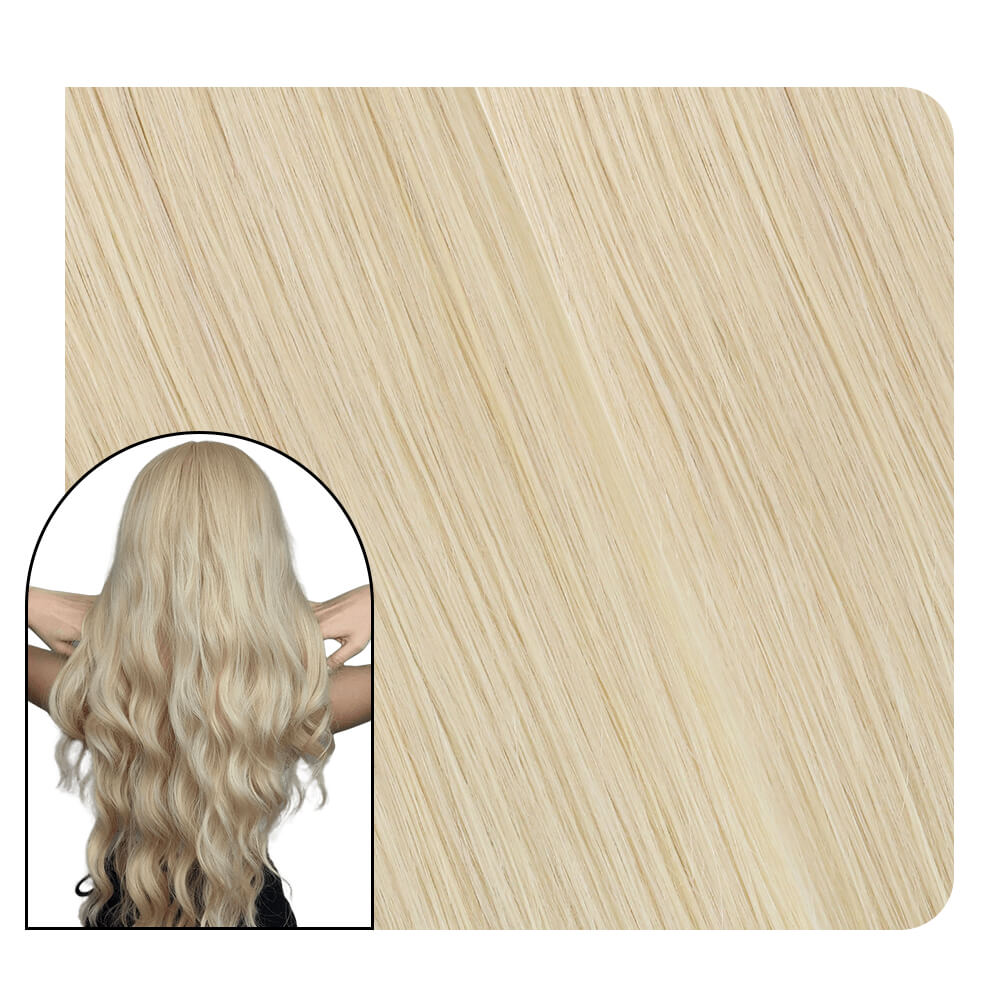 real hair extensions clip in human hair platinum blonde