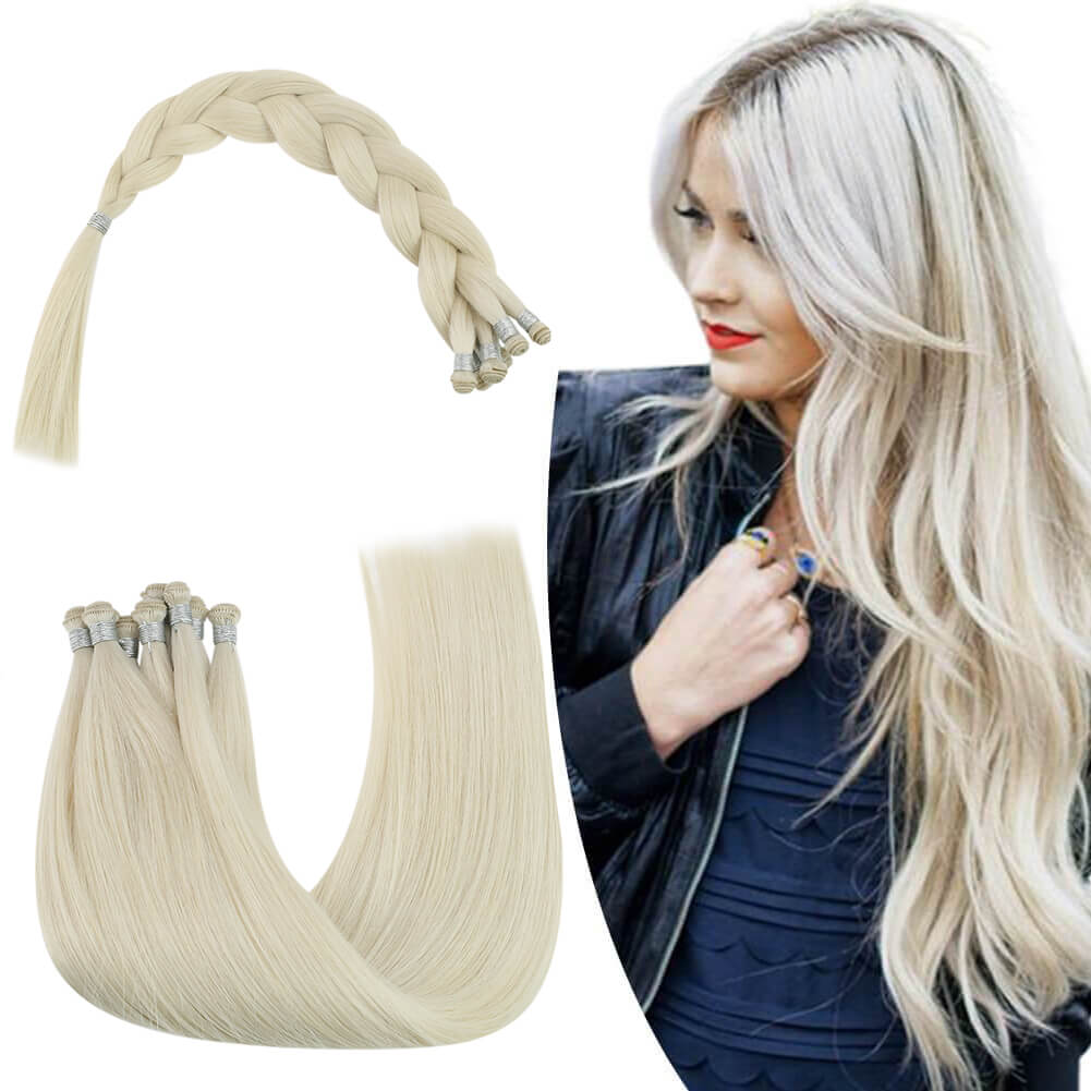 real human virgin hair weft hand tied bundles color 60