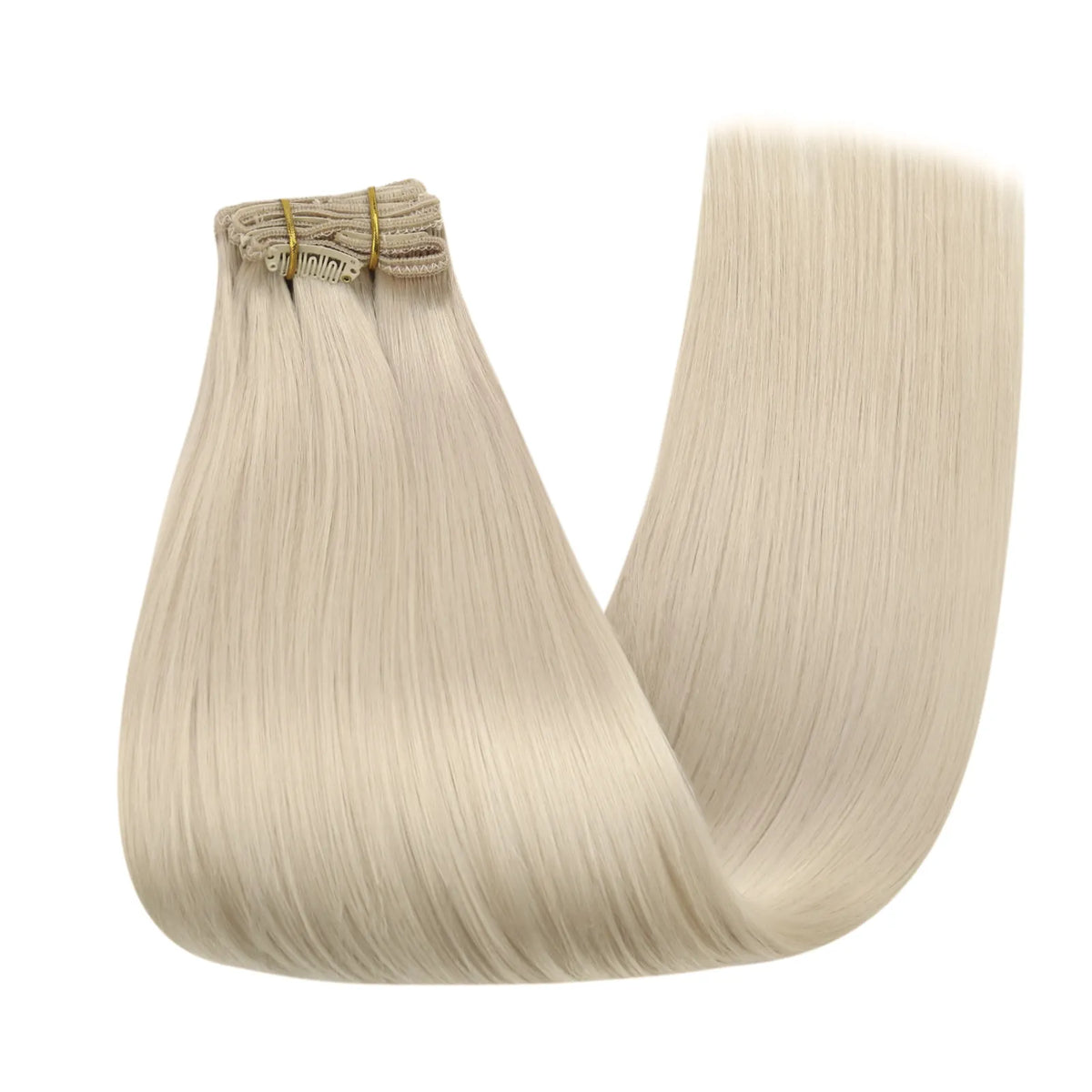 150G Thickened Clip in Extensions Human Hair Platinum Blonde #60