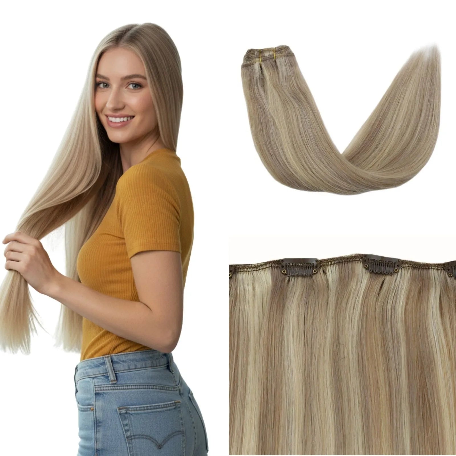 clip in hair extensions blonde hair