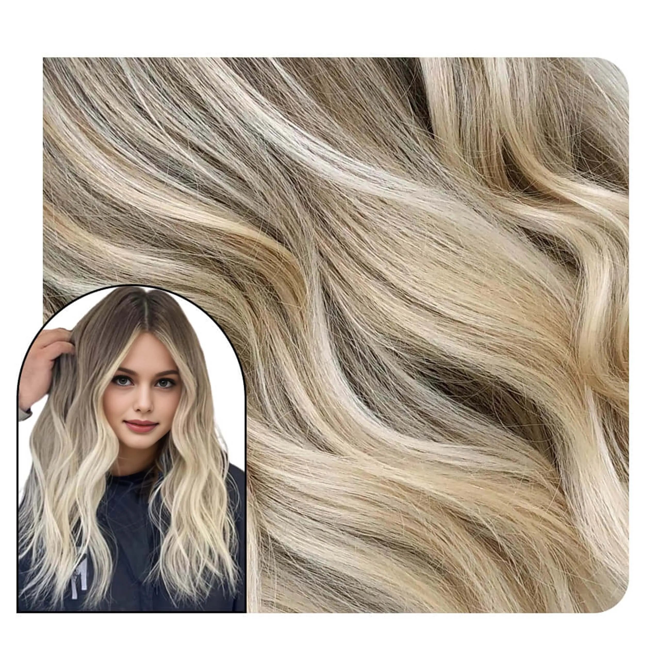 Balayage Omber Brown to Blonde Virgin Curly Tape in Extension