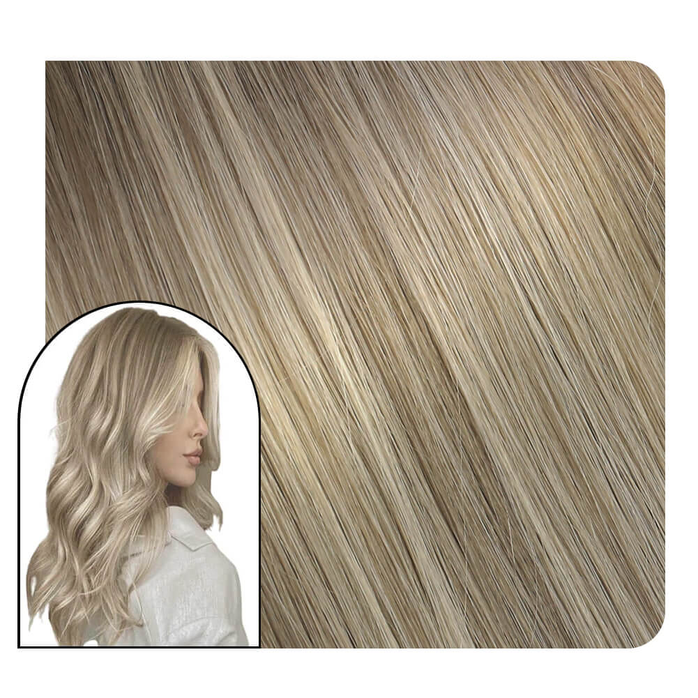 Sew in Hair Extensions Brown Mixed With Blonde Balayage Color