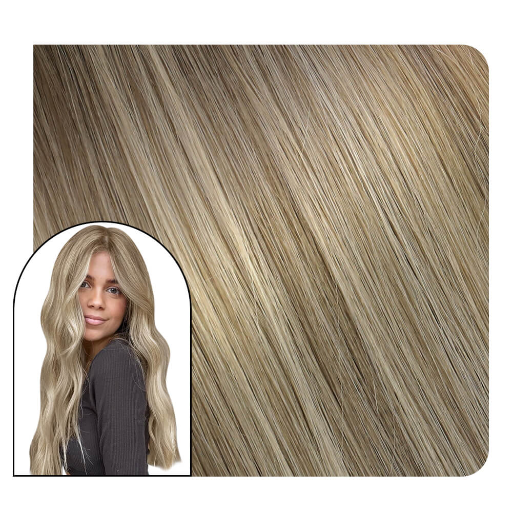 Full Cuticle Virgin Hand-tied Human Hair Extensions Balayage Color