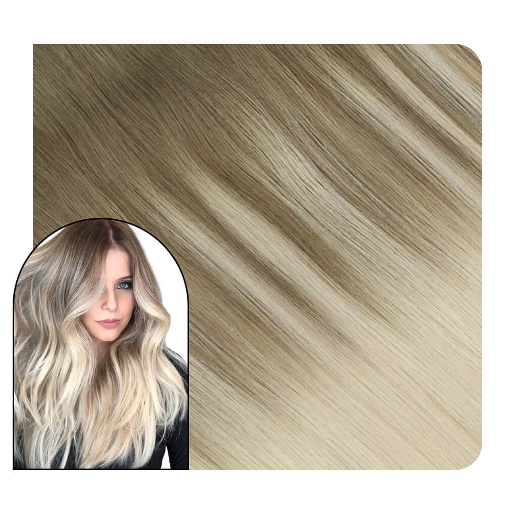 Balayage Omber Brown to Blonde Virgin Tape in Hair Extensions