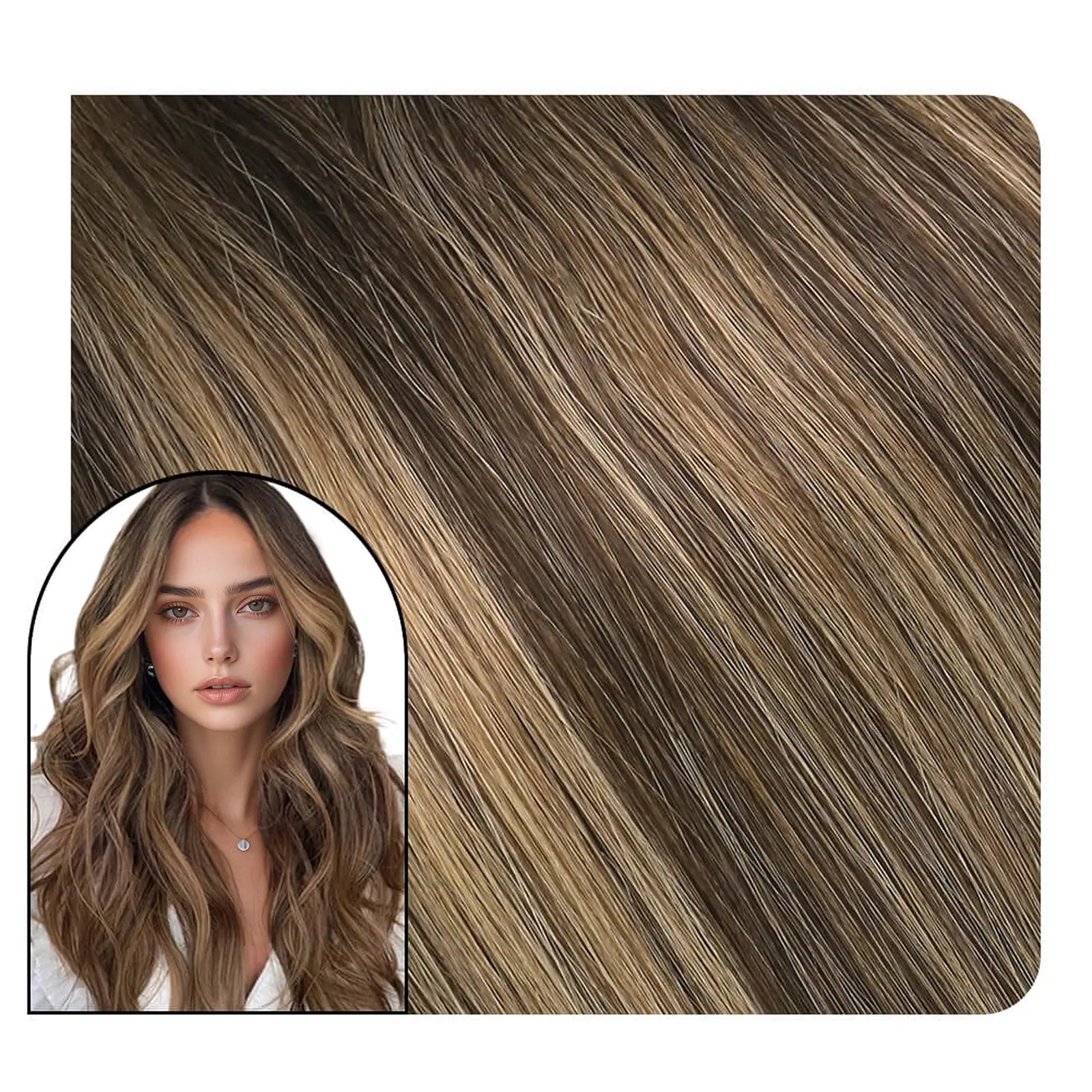 ugeat hair hand tied weft hair extensions brown blonde color