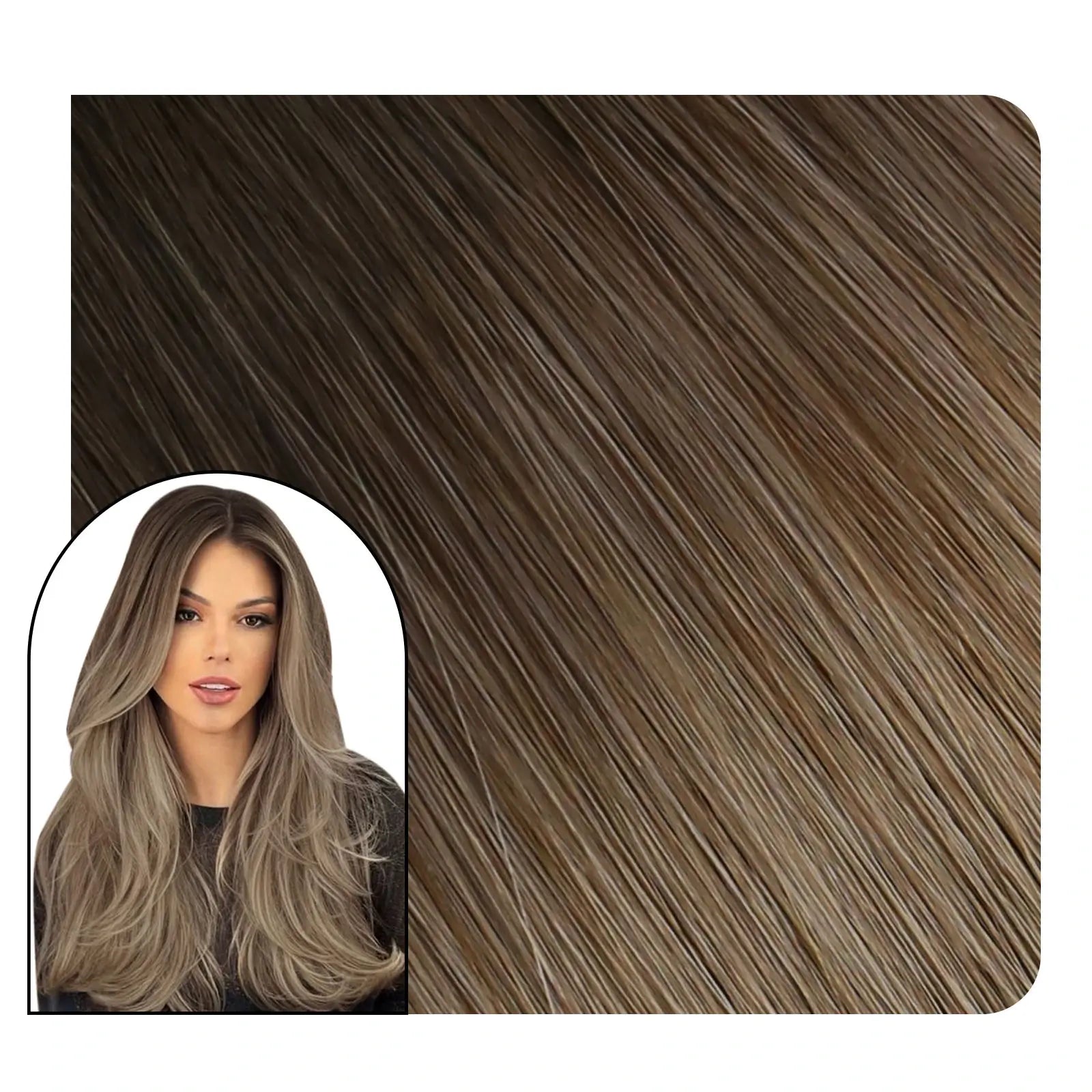 Human Hair Clip in Extensions Brown BlondeBalayage
