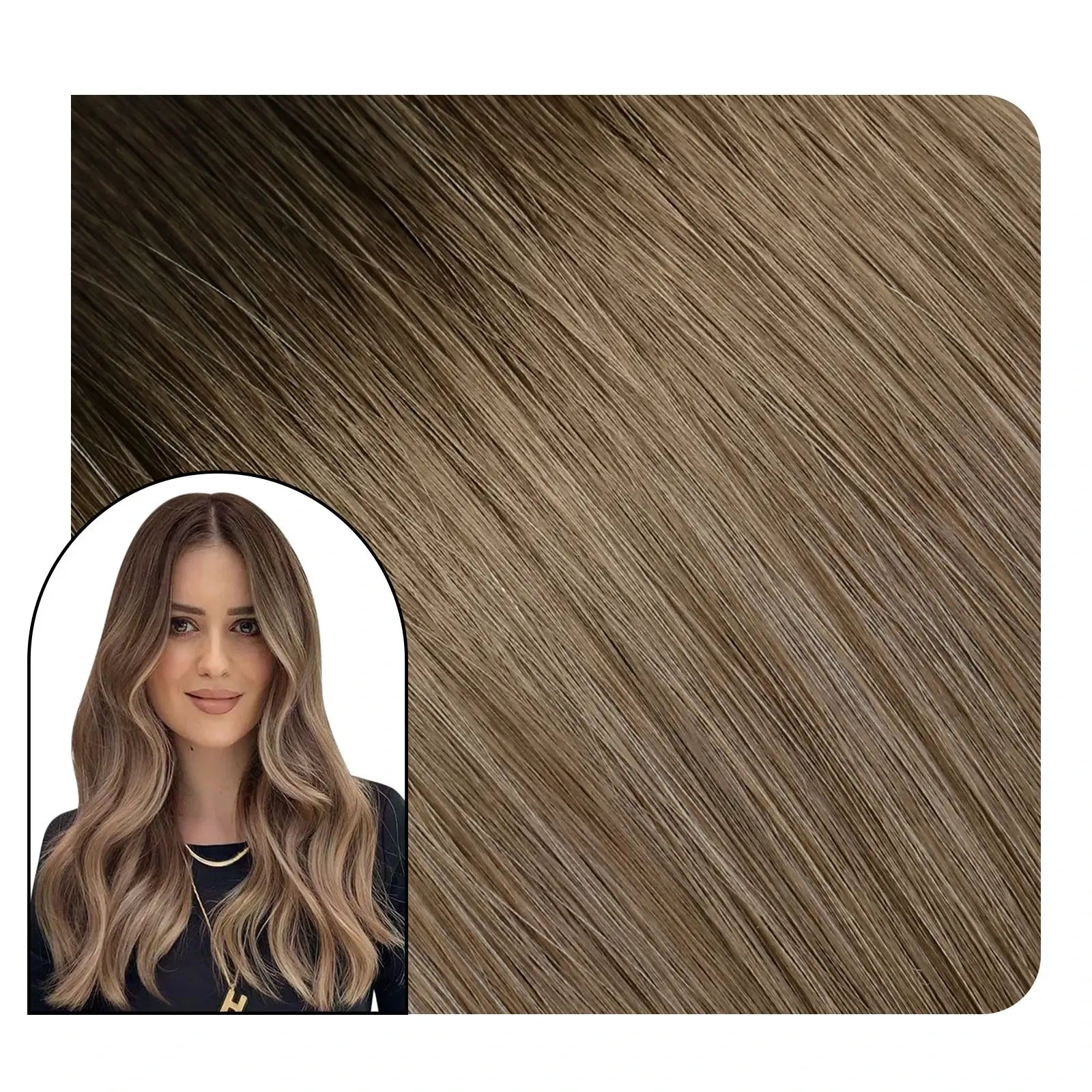 BrownBlondeBalayageTapeinRealHumanVirginHairExtensions