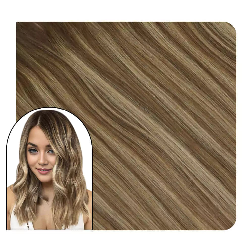 invisible tape hair extensions brown blonde #4/4/27