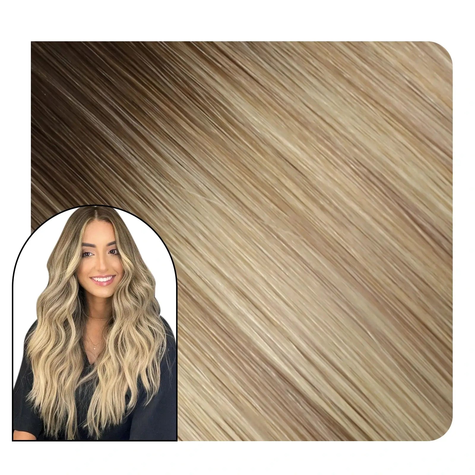 ClipinHairExtensionsBrownMixedWithBlondeForThinHair