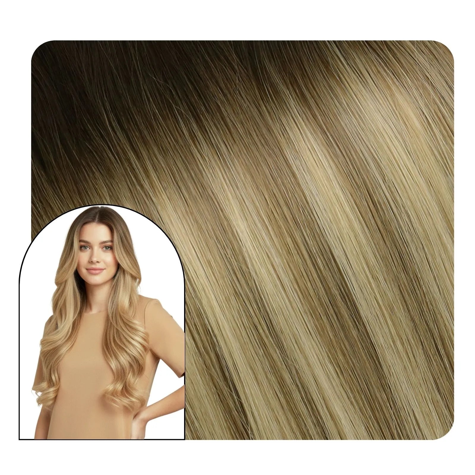 DIY Tape in Hair Extensions Without Tape Virgin Warm Blonde Balayage Brown