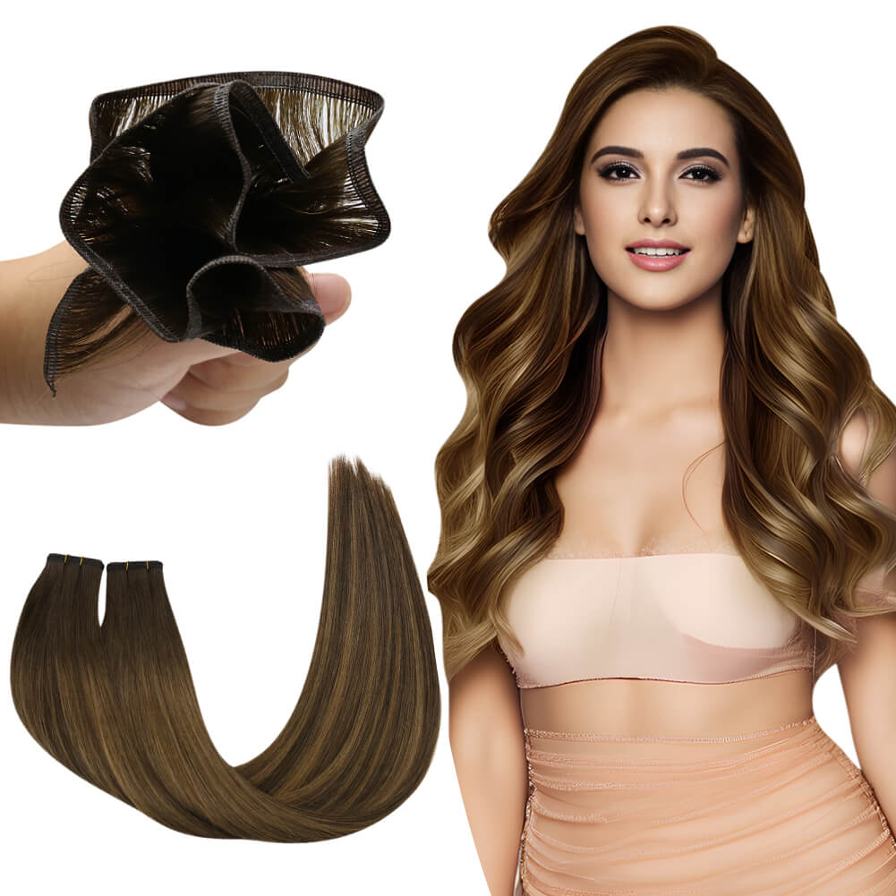 Flat Silk Weft Hair Extensions Real Human Hair