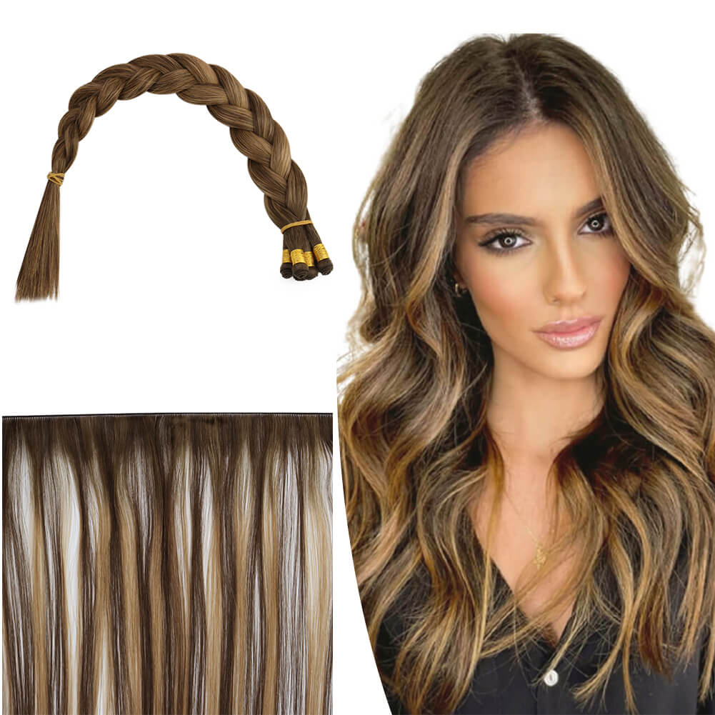 Full Cuticle Hand-tied Hair Extensions Virgin Human Hair Balayage DU