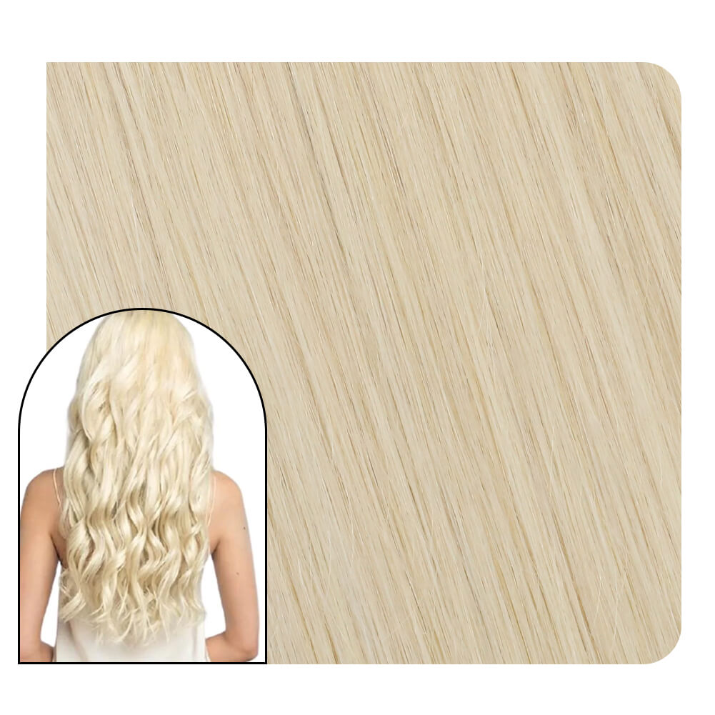 Flat tip Fusion Hair Extensions Pure Color Bleach Blonde Remy Hair #60