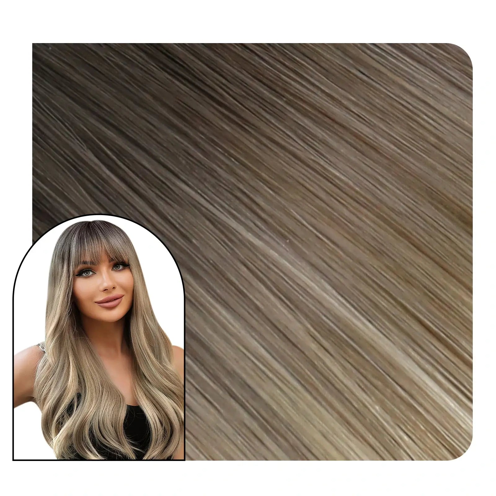 Human Hair Extensions Clip In Balayage Brown Blonde For Thin Hair