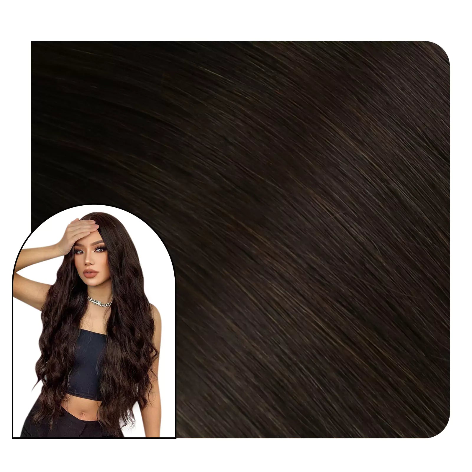 Ktip Extensions Fusion Human Hair Darkest Brown For Thinning Hair