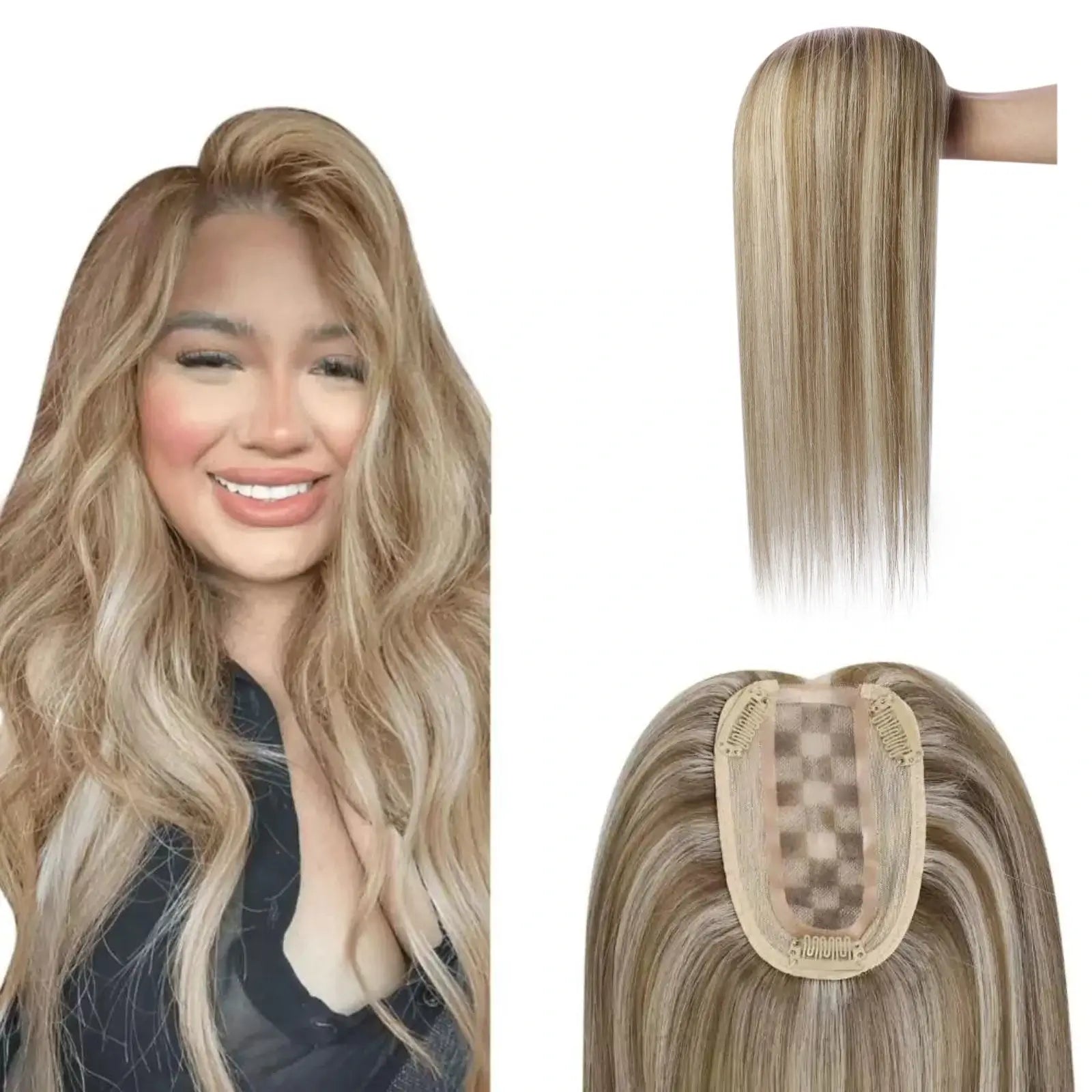 Mono Base Human Virgin Hair Topper For Women Ombre