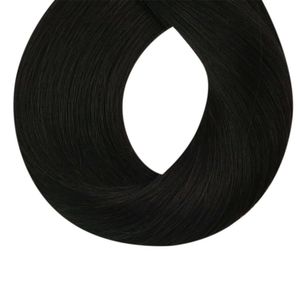 Nano Beads Real Hair Extensions Silky Straight Off Black