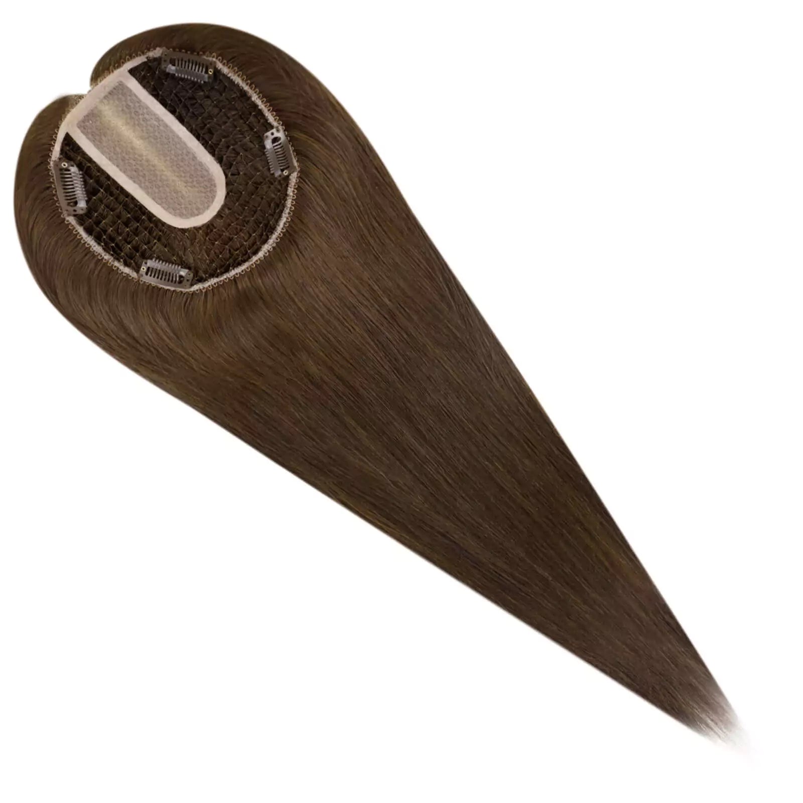 Hidden Crown Toupee Hairpiece Real Human Hair Brown Color #2