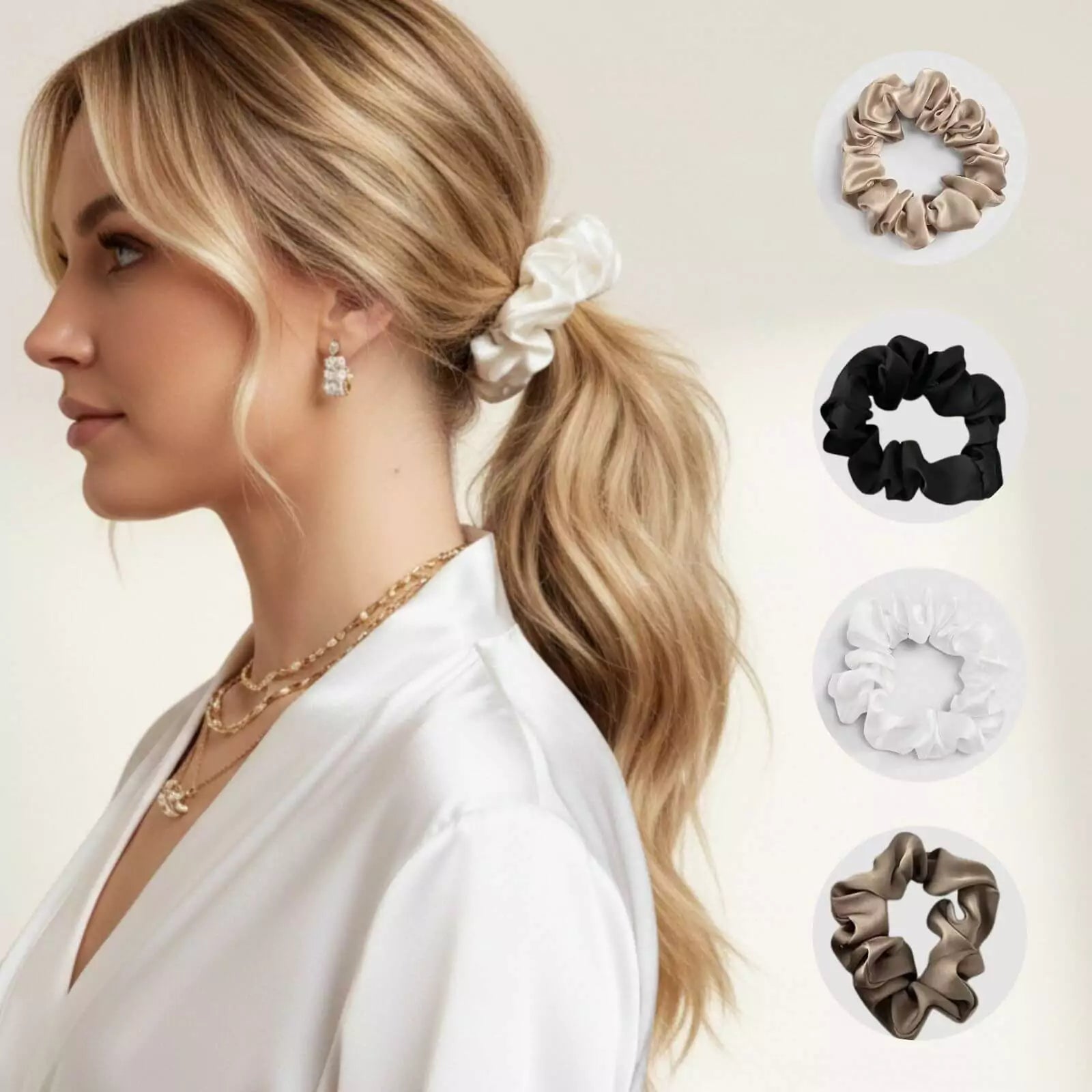 Hair Scrunchies Hair-Friendly Silk Scrunchie For Long Hair