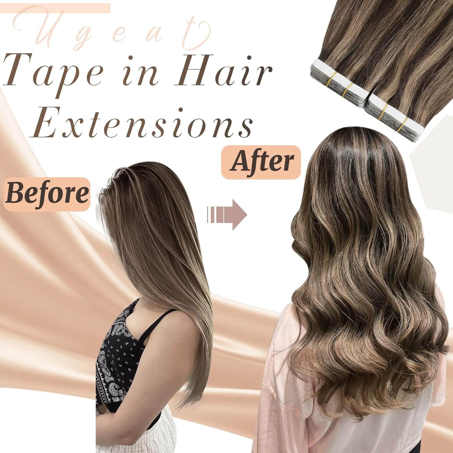 Remy Hair Tape on Extensions 4 Dark Brown Highlighted 27 Blonde