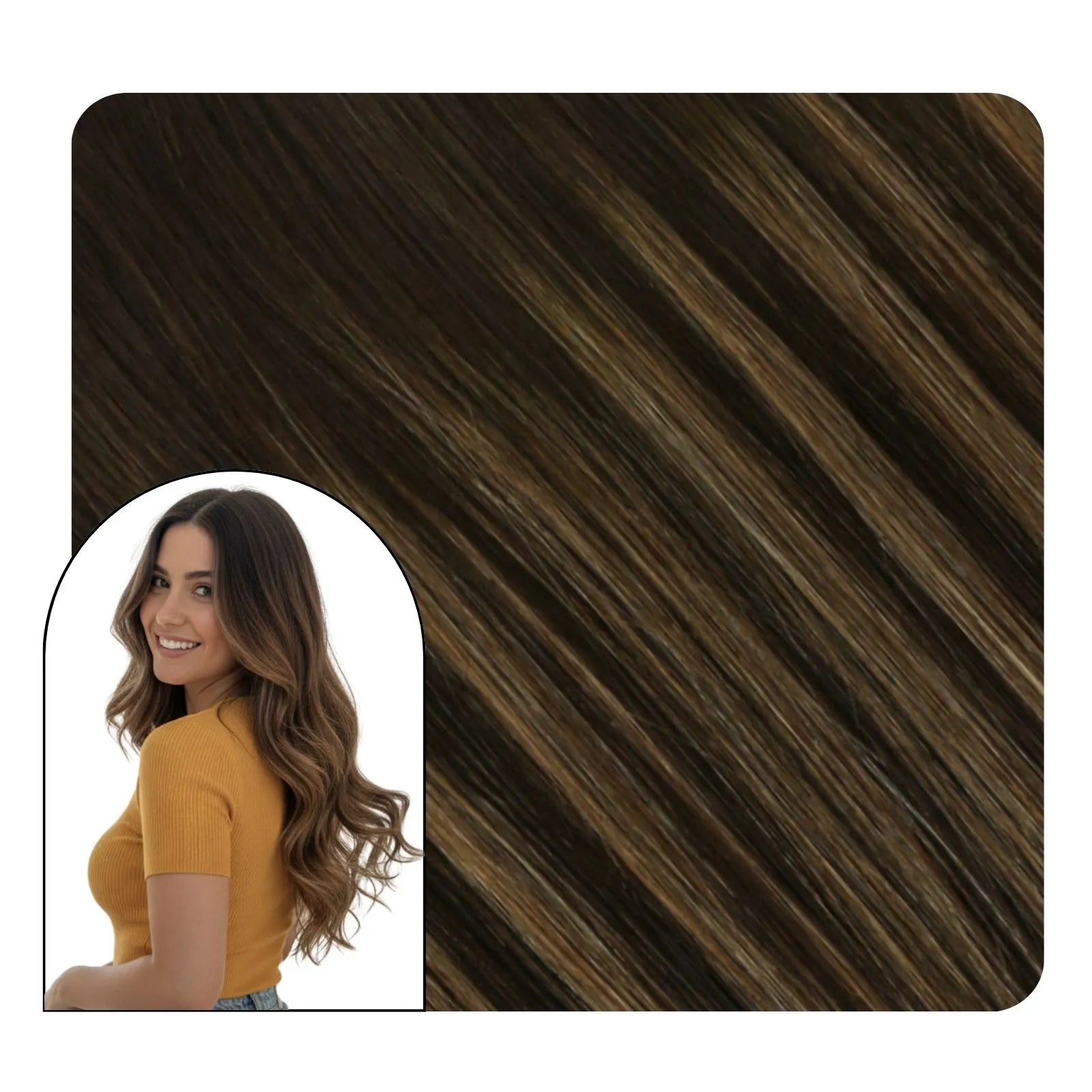 Thickened Clip in Hair Extensions Remy Human Hair Mocha Brown For Women #2/2/6