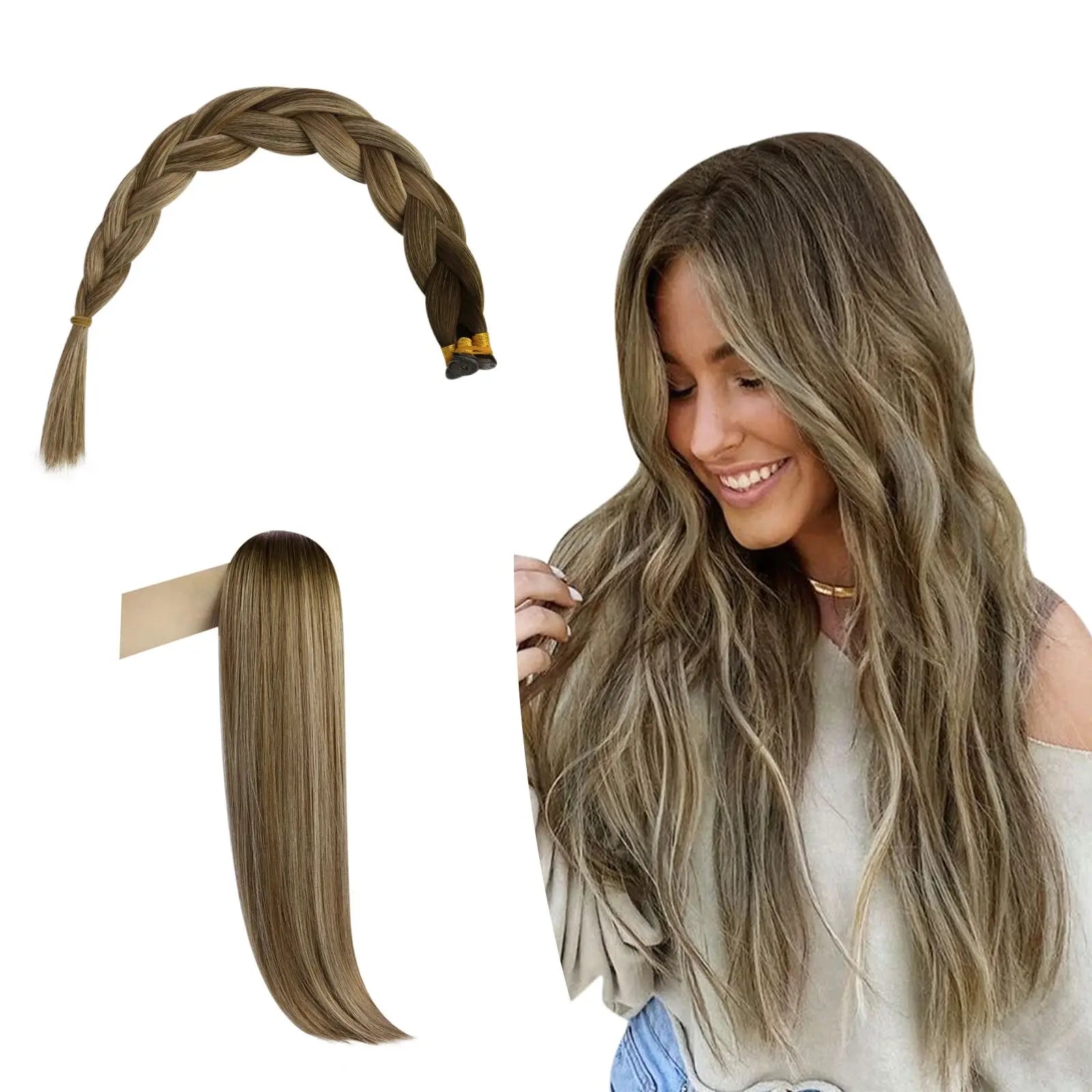 balayagebrownwithblondewefthairextension