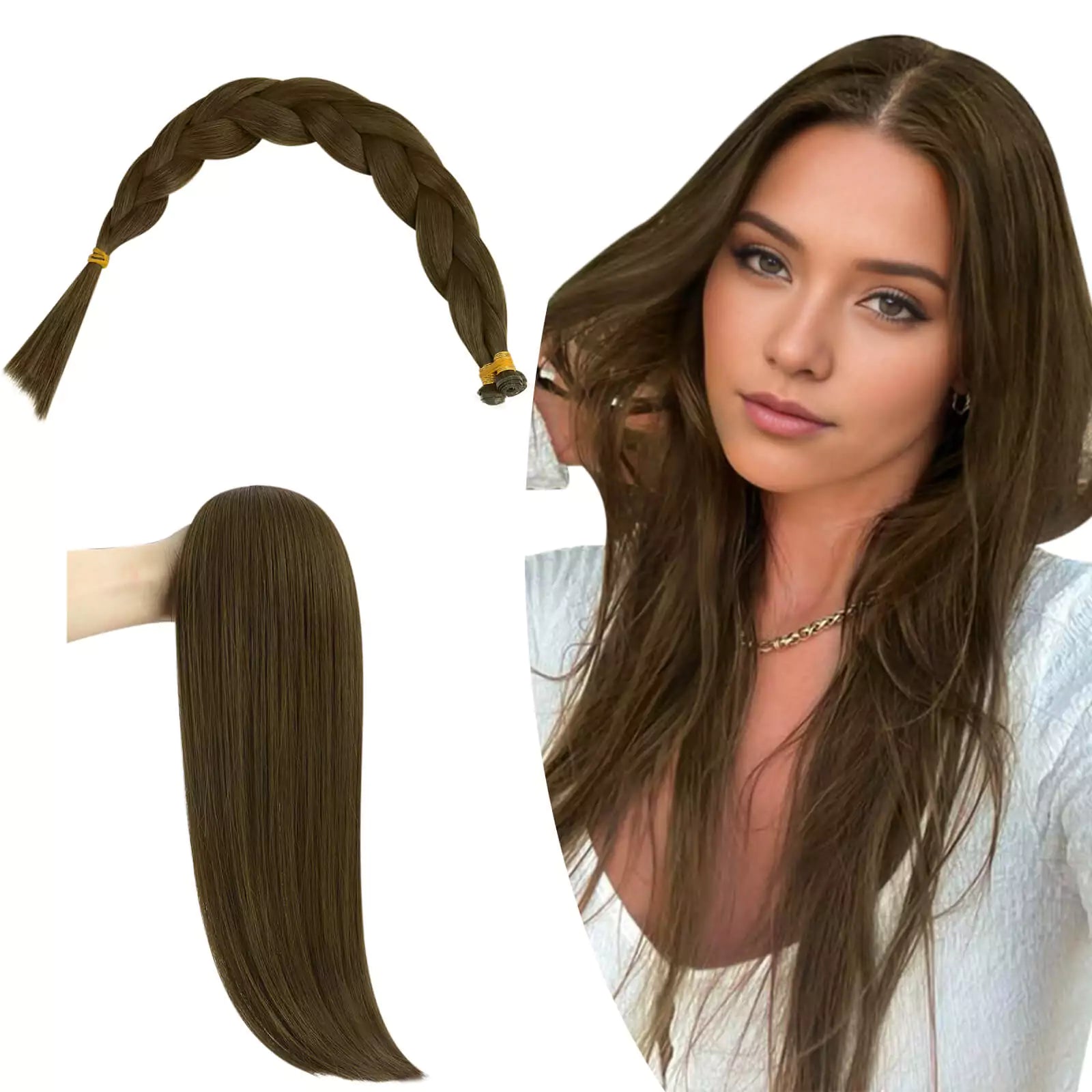Genius Weft Extensions Human Hair Bundles Dark Brown