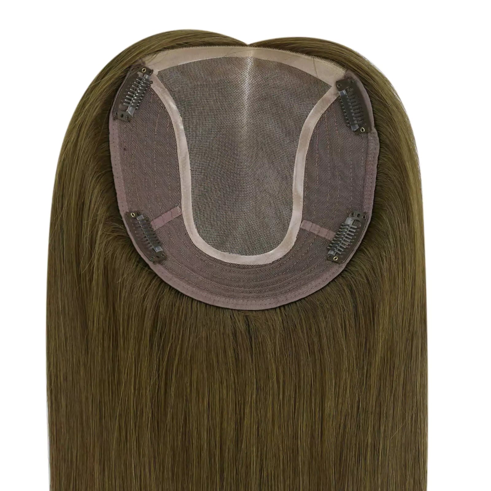 human hairpieces large base clip on real human hair dark brown