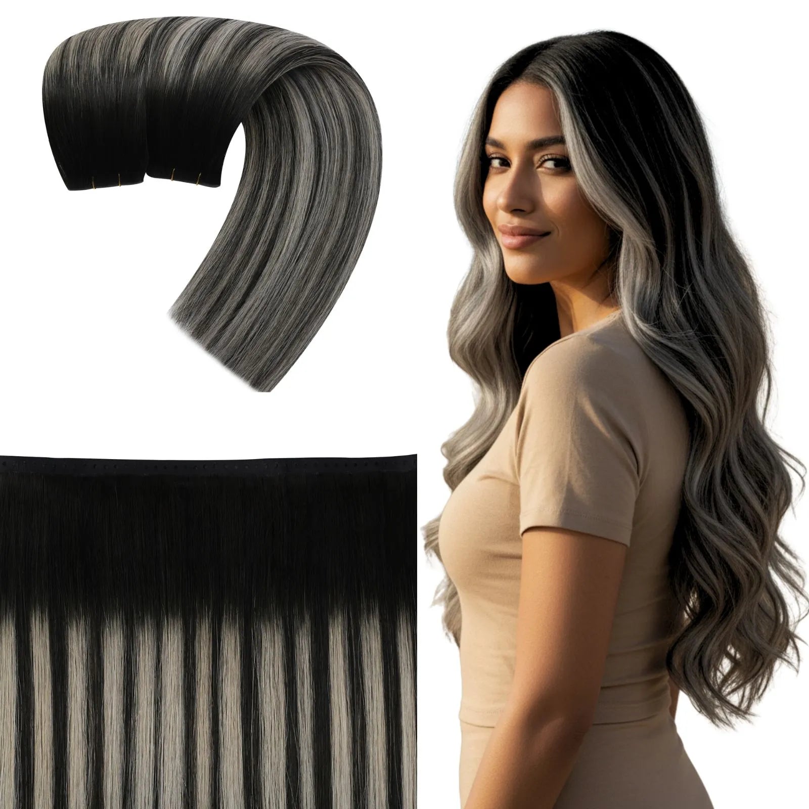 invisible pu hole weft hair extensions butterfly weft for women