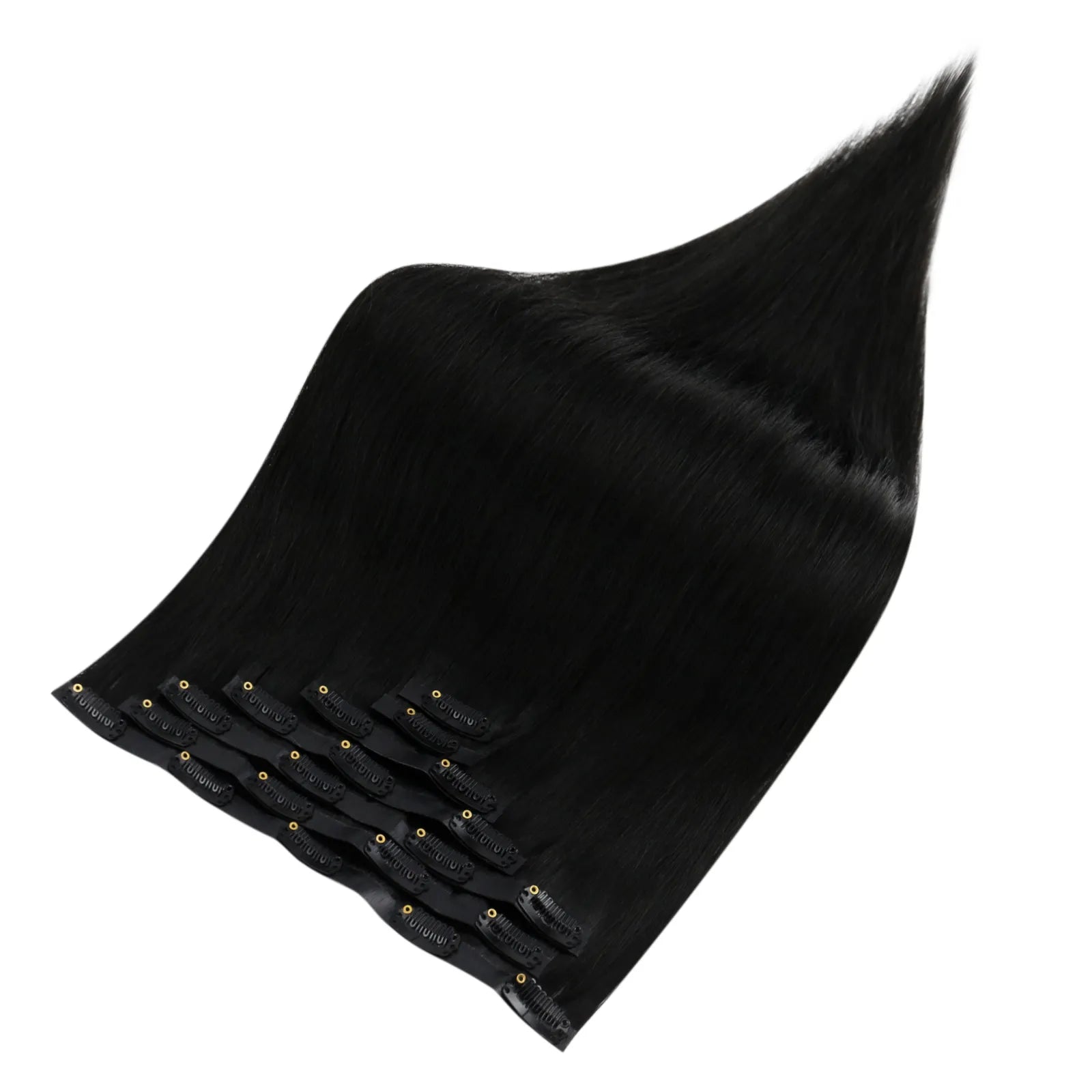 7pcs pu clip in extensions for thin hair black hair