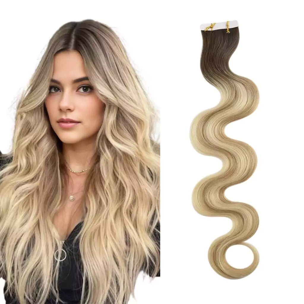 Body Wavy Injection Tape in Extensions Balayage Virgin Human Hair