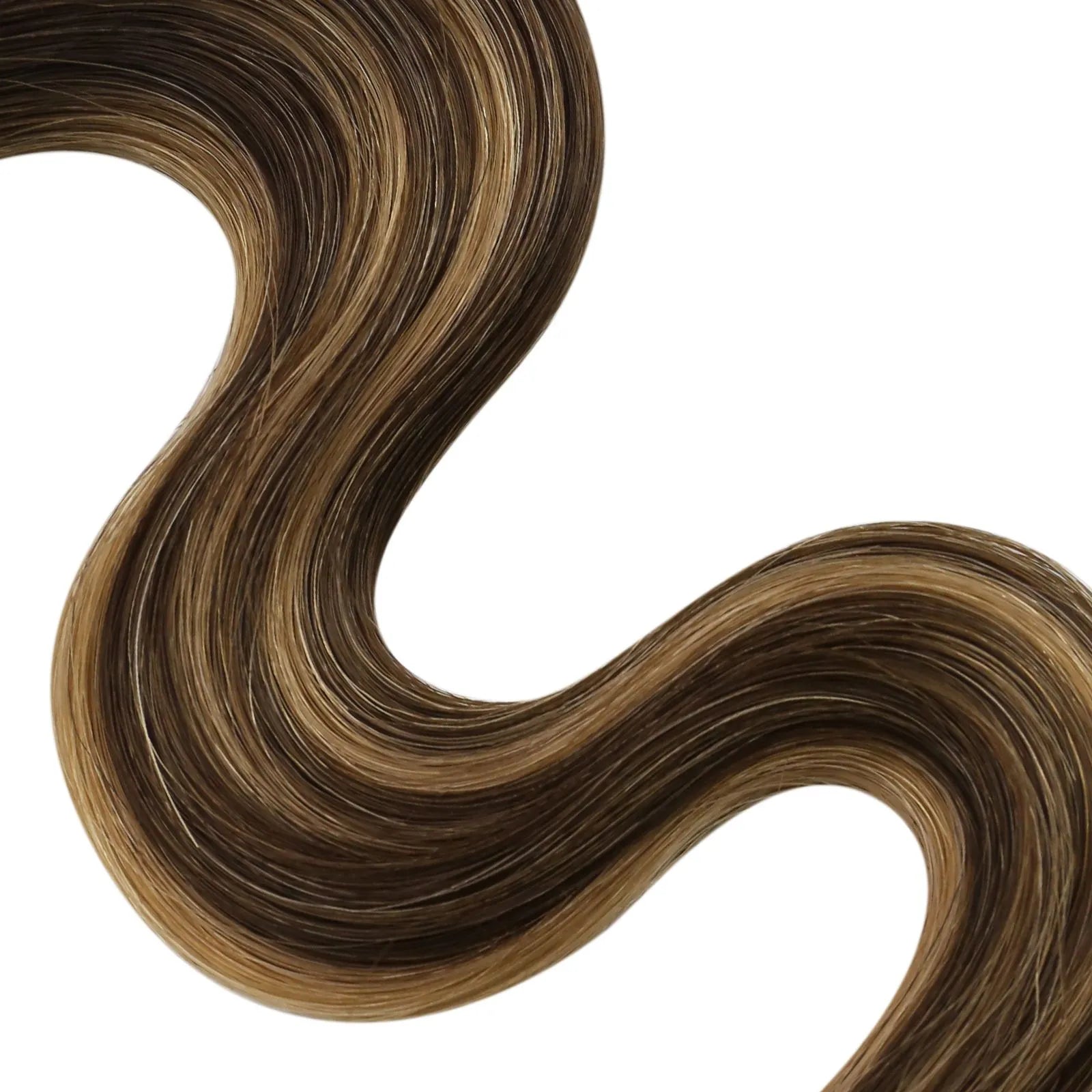 balayage brown wavy butterfly weft hair for thin hair