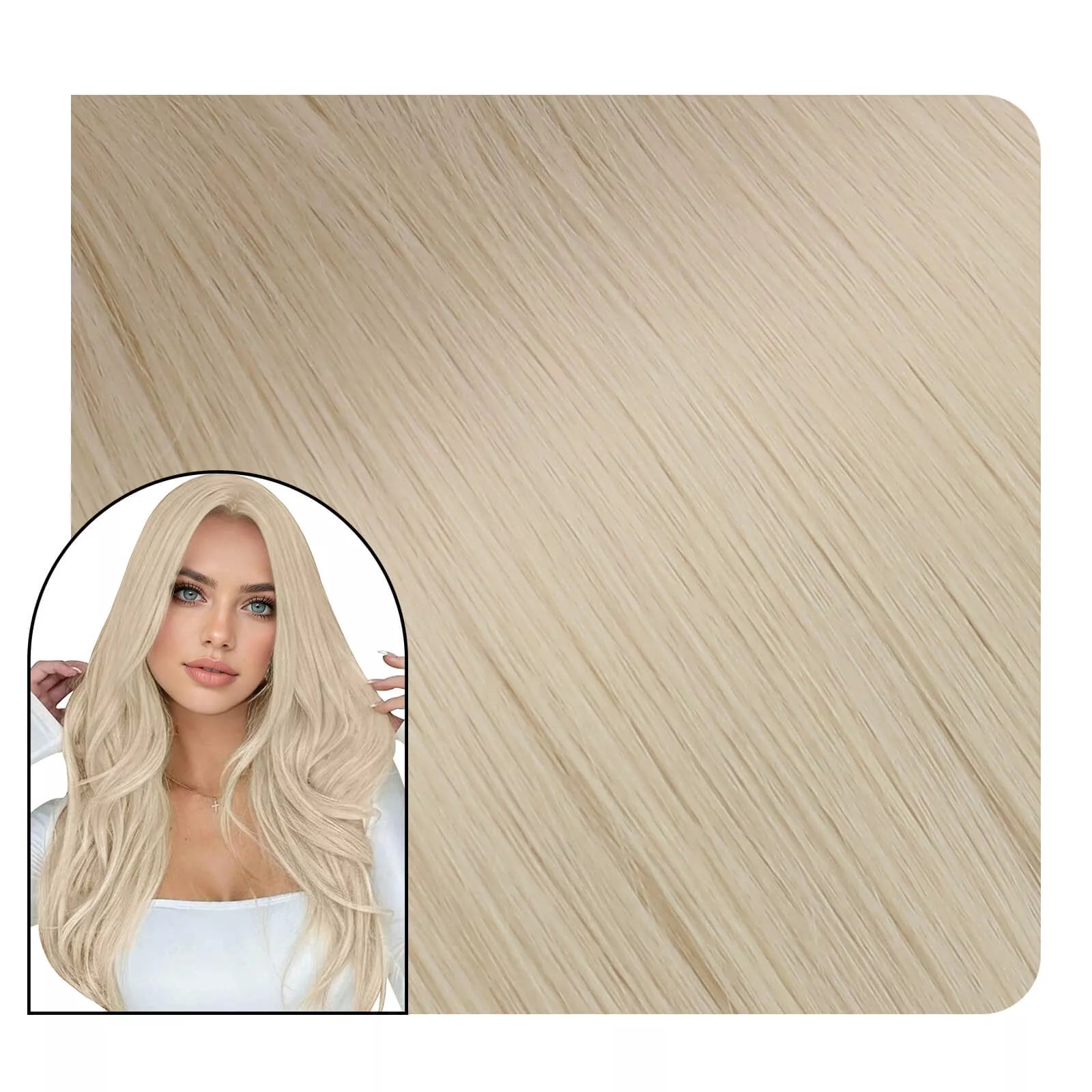 Butterfly Weft Extensions White Blonde PU Hole Weft