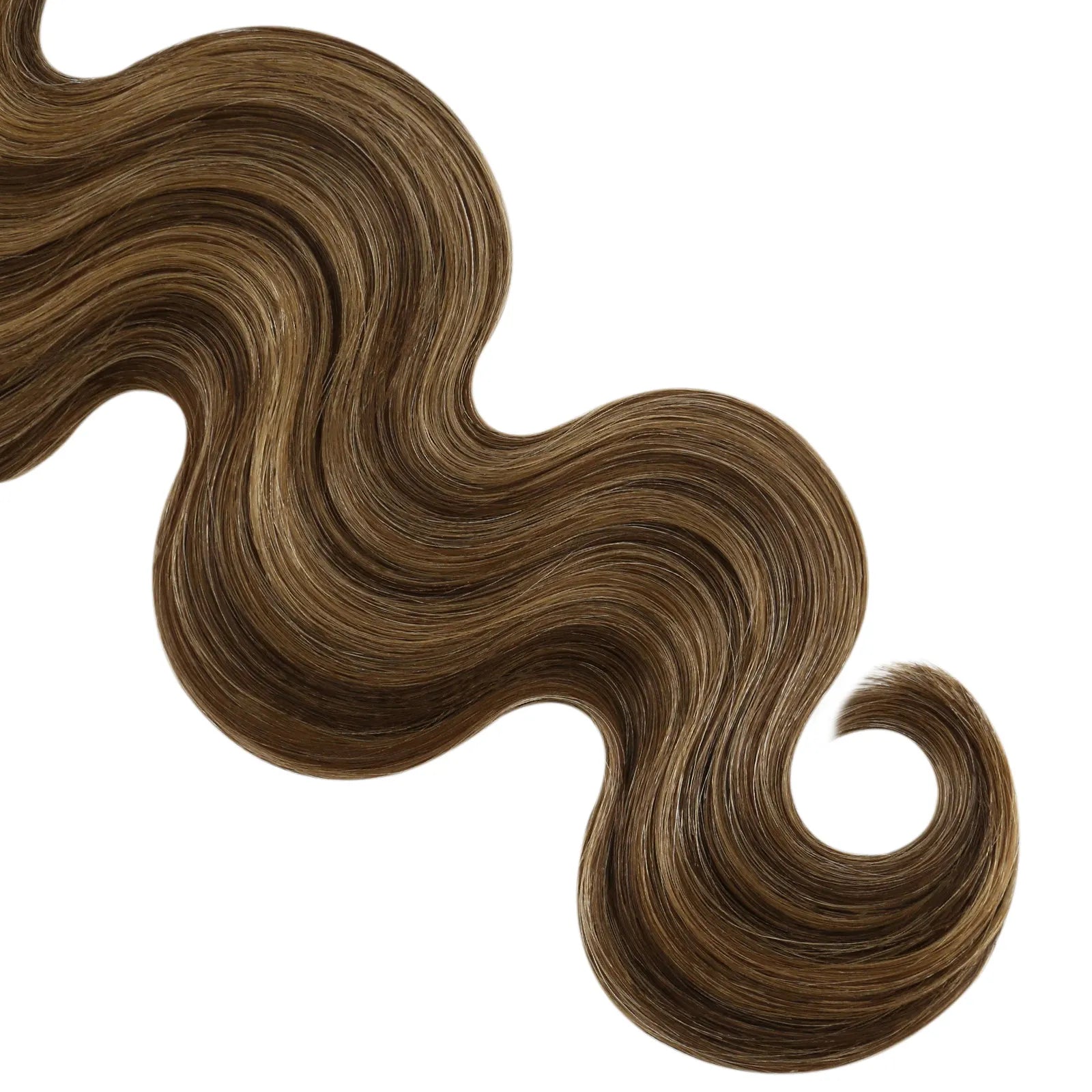 wavy butterfly weft hair extensions brown with blonde