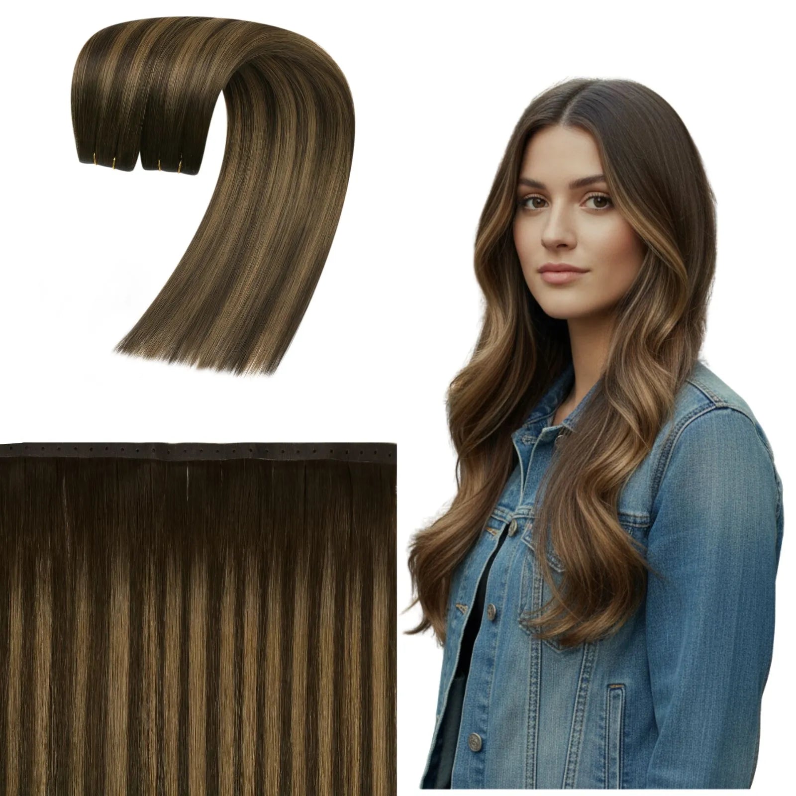 butterfly weft hair extensions balayage brown hair for women