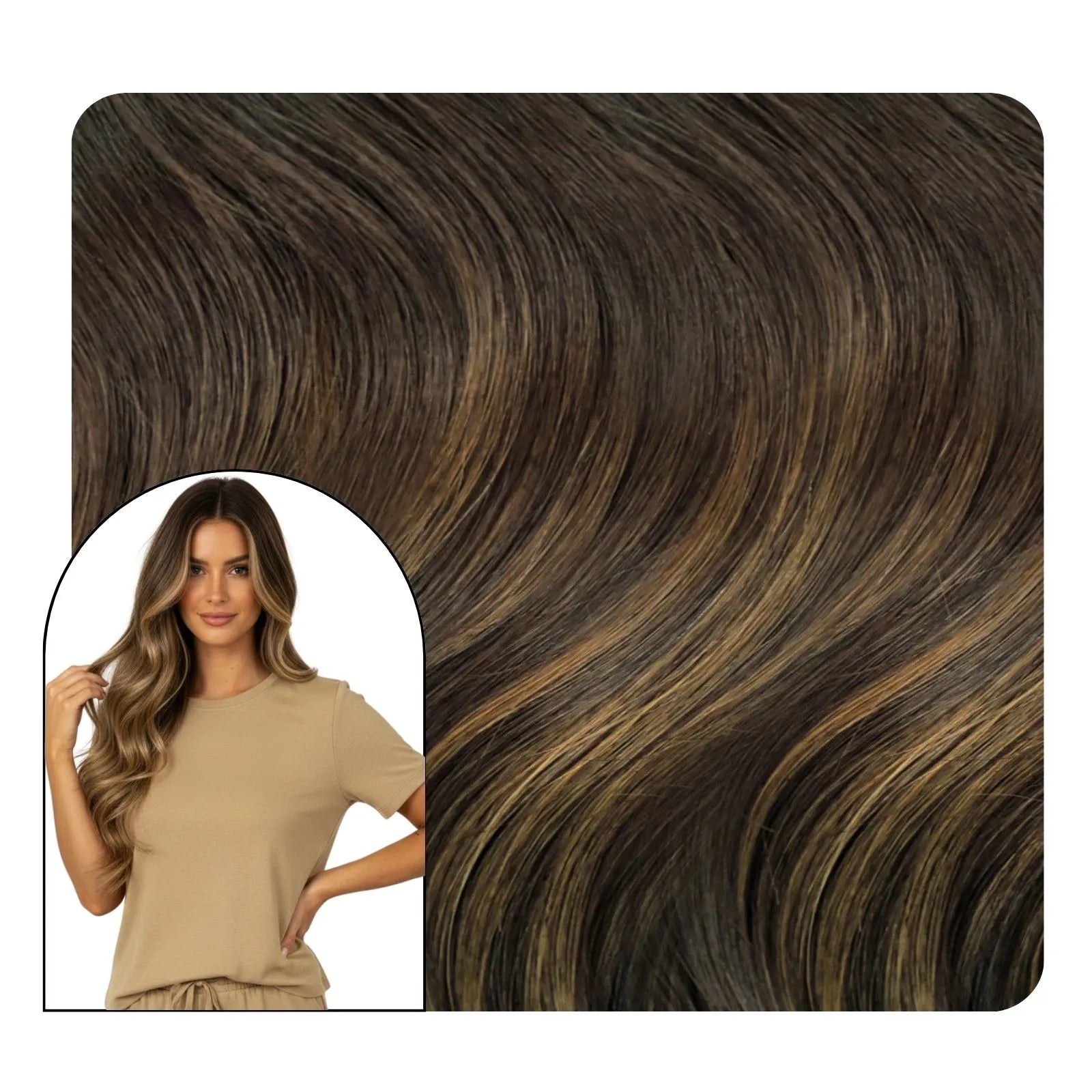 balayage brown wavy butterfly weft hair for thin hair